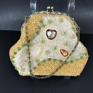 Vintage Jessica McClintock beaded gold bag